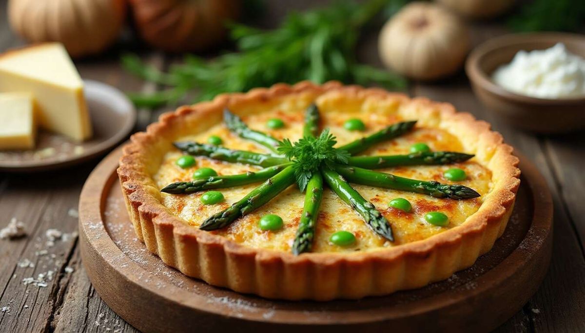 Une quiche légère aux asperges et fromage de brebis