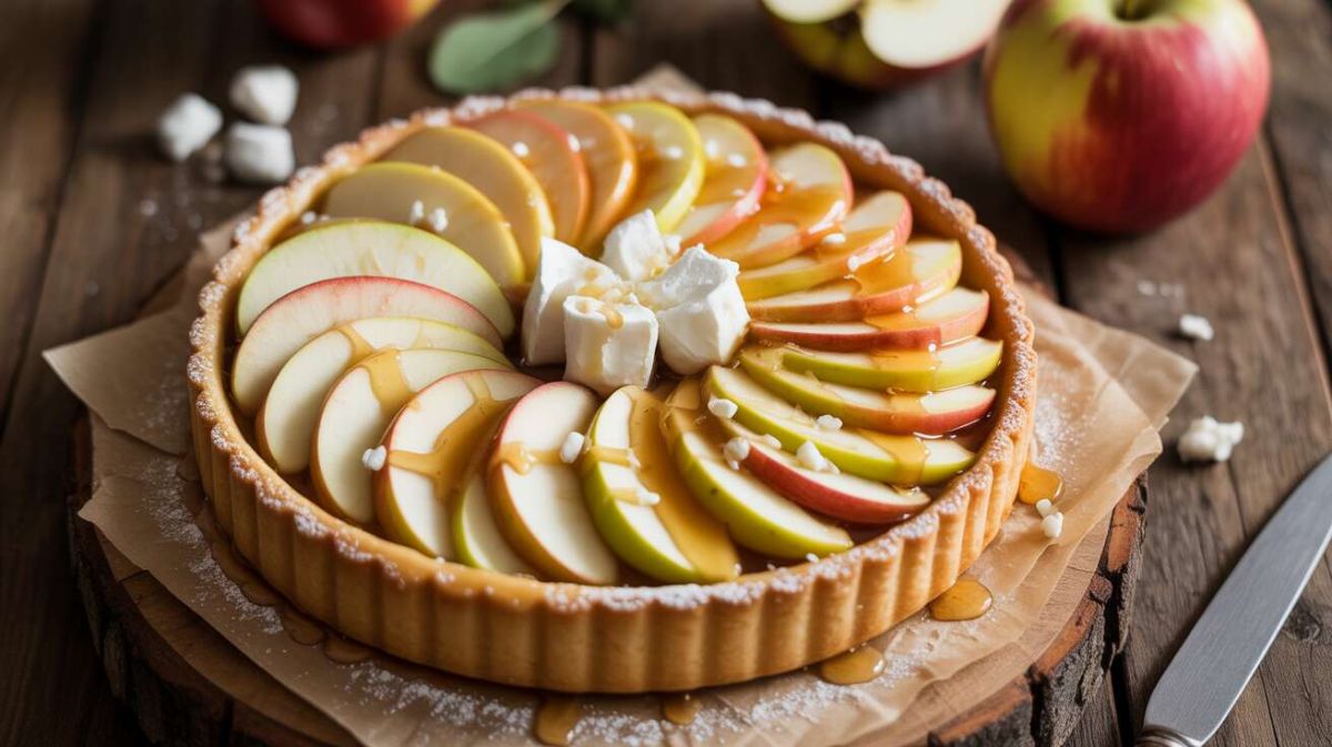 Tarte fine aux pommes, miel et fromage : une recette irrésistible