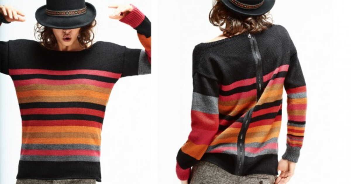 Le retour en force du pull rayé avec zip