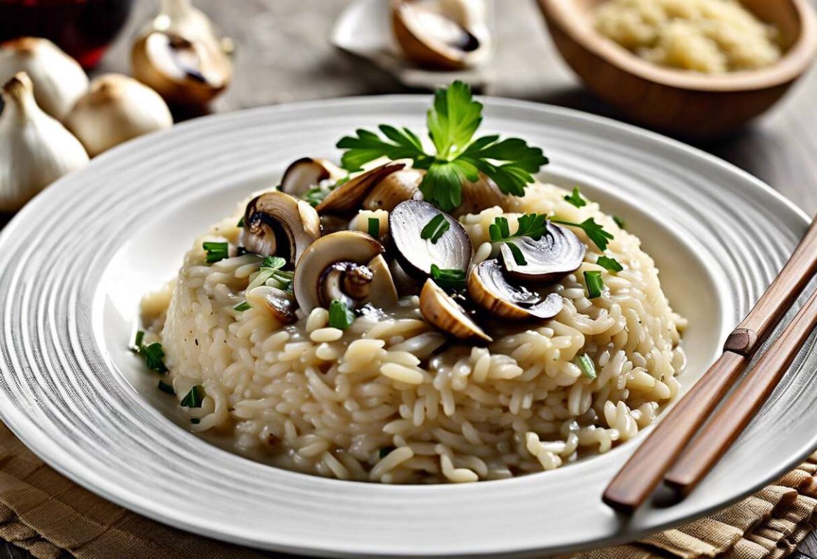 Risotto léger aux champignons et vin blanc