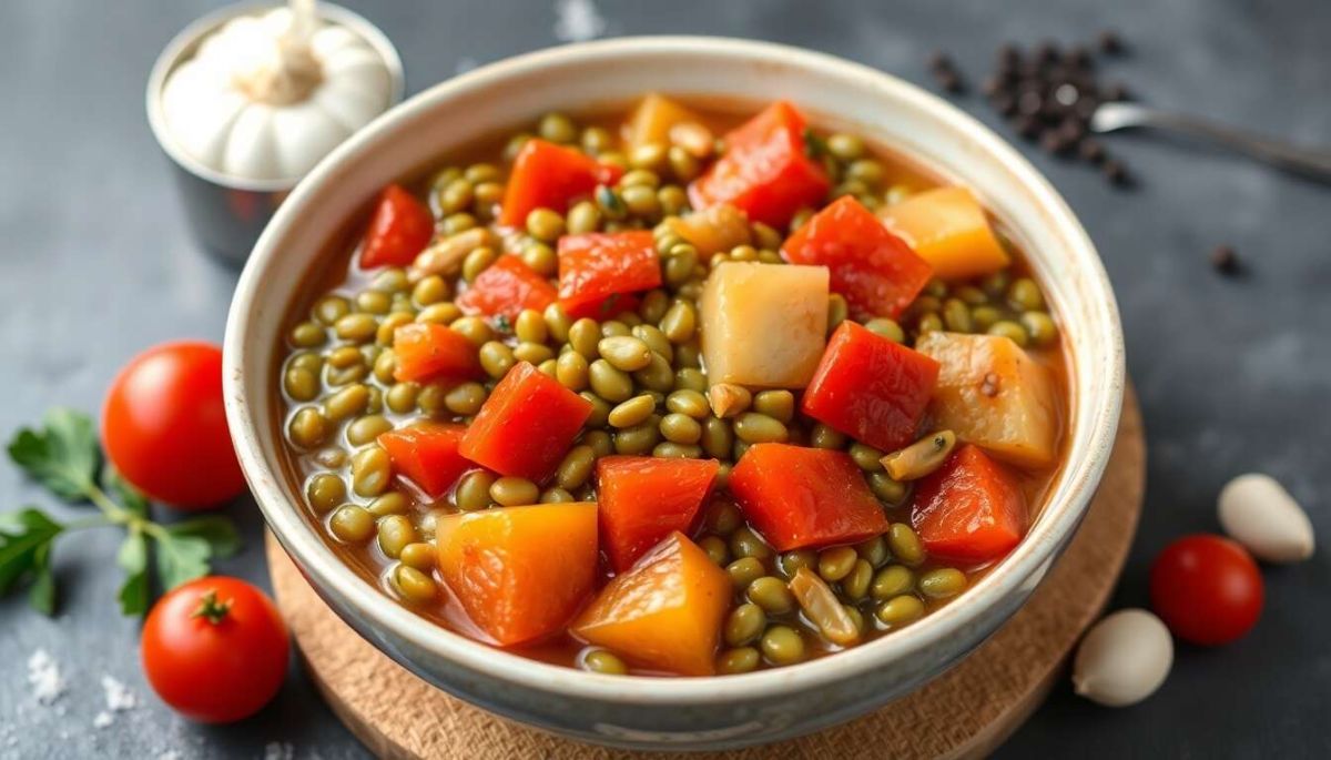 Recette de lentilles vertes aux poivrons et tomates