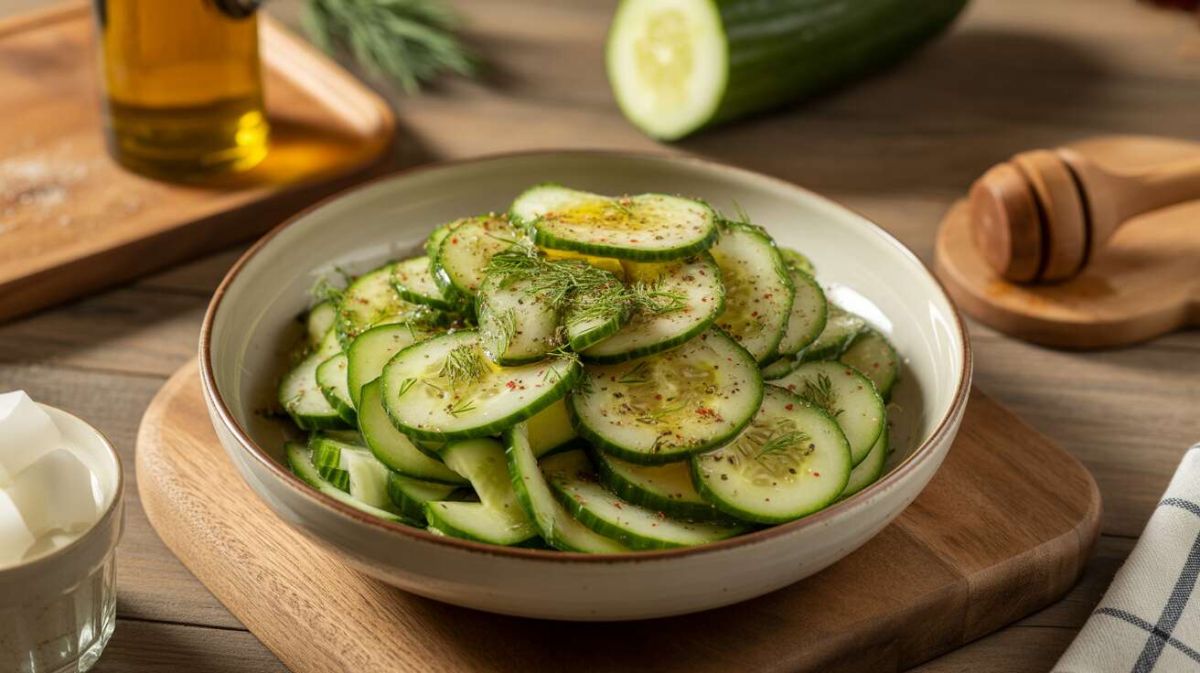 une salade de concombres rafraîchissante pour les chaudes journées d'été