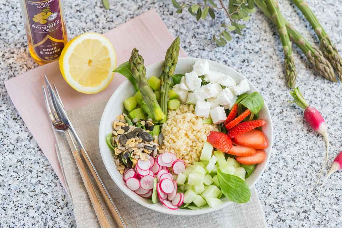 découvrez l'assiette veggie aux asperges et boulgour