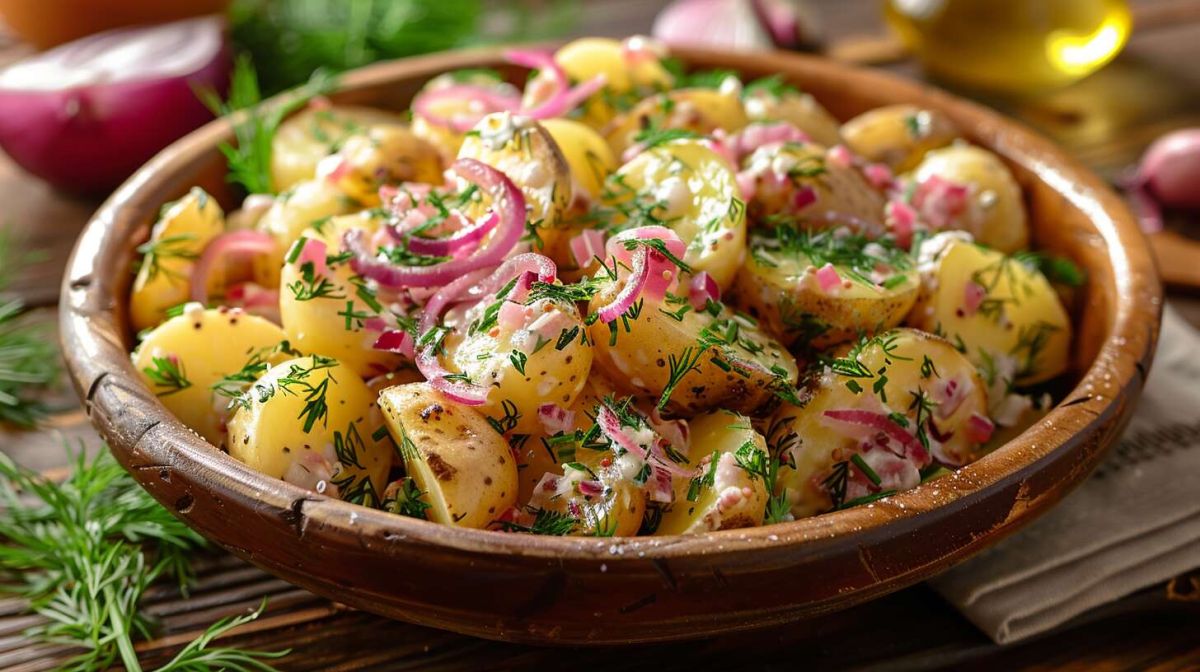 Une salade de pommes de terre aux harengs fumés pour un voyage gustatif