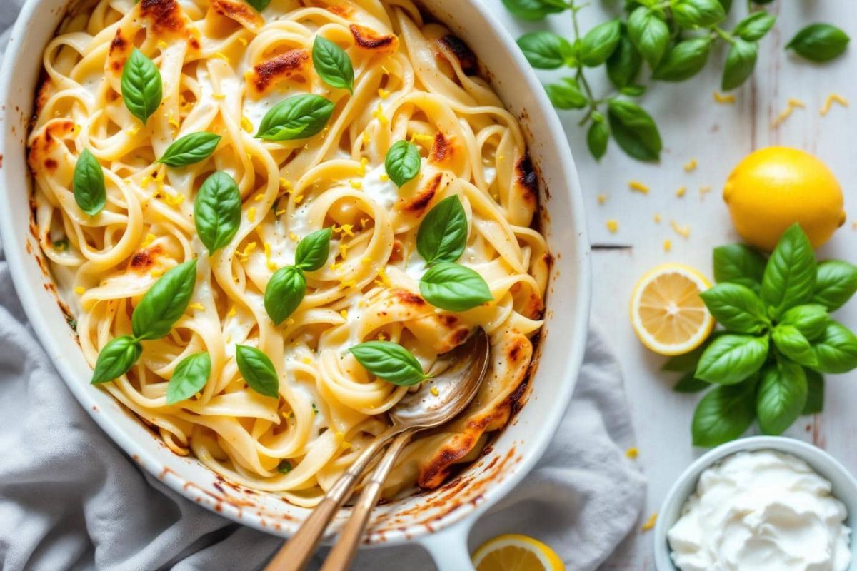 Gratin de pâtes ricotta au citron : un plat express à savourer cet été