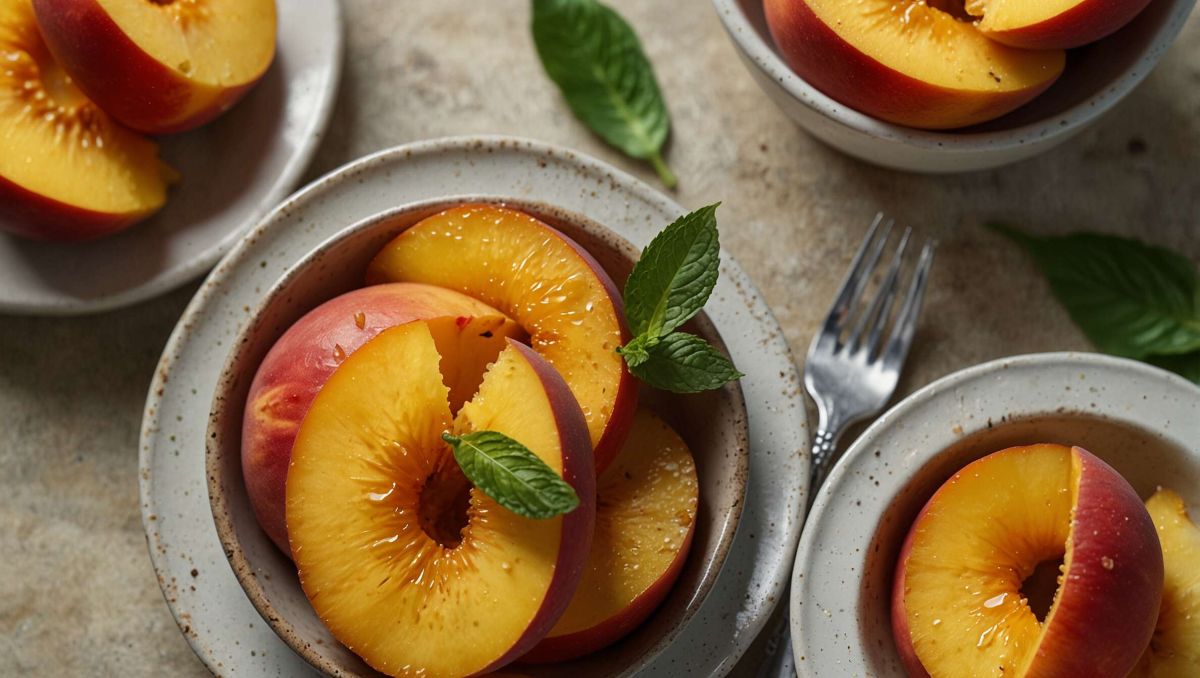 une salade fruitée d'été : pêches et nectarines au gingembre
