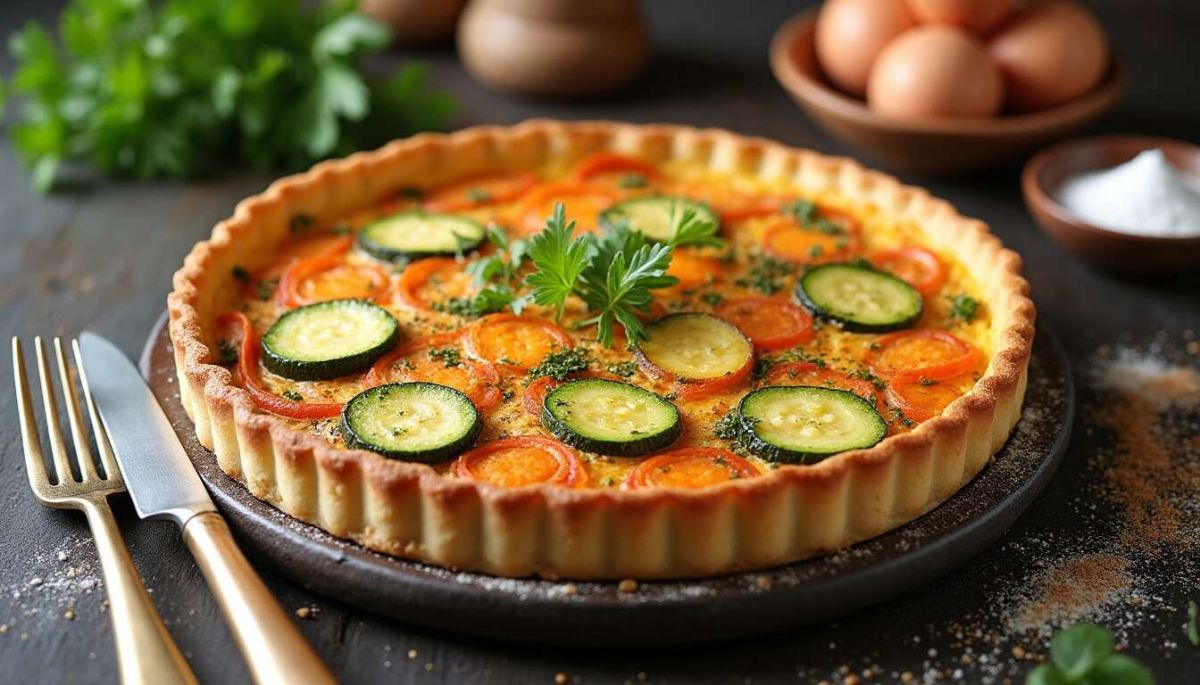 Recette de quiche aux carottes et courgettes au fromage frais