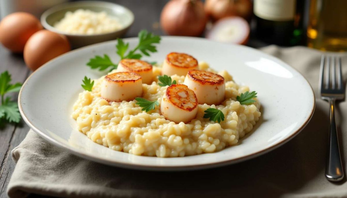 Un risotto crémeux aux saint-jacques pour éblouir vos invités