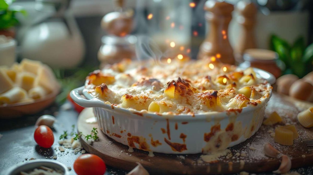 Un gratin de pâtes au poulet irrésistible à partager