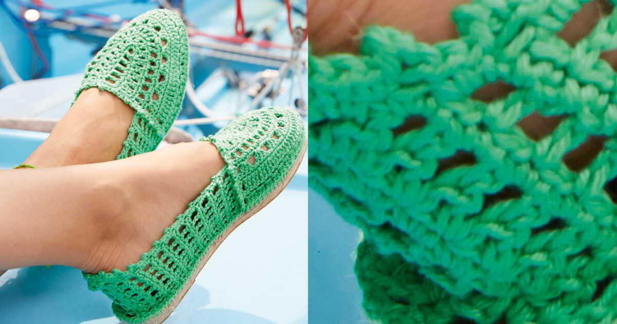 La tendance incontournable des espadrilles vertes au crochet