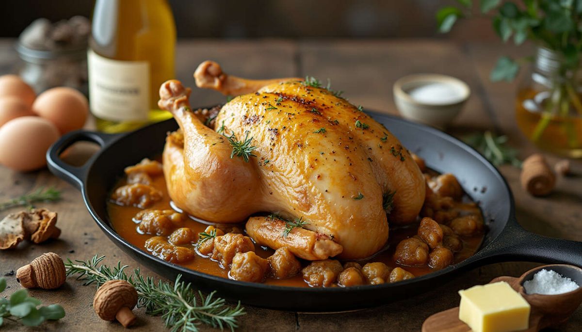 Savourez le poulet de Bresse au vin jaune et morilles avec cette recette délicieuse