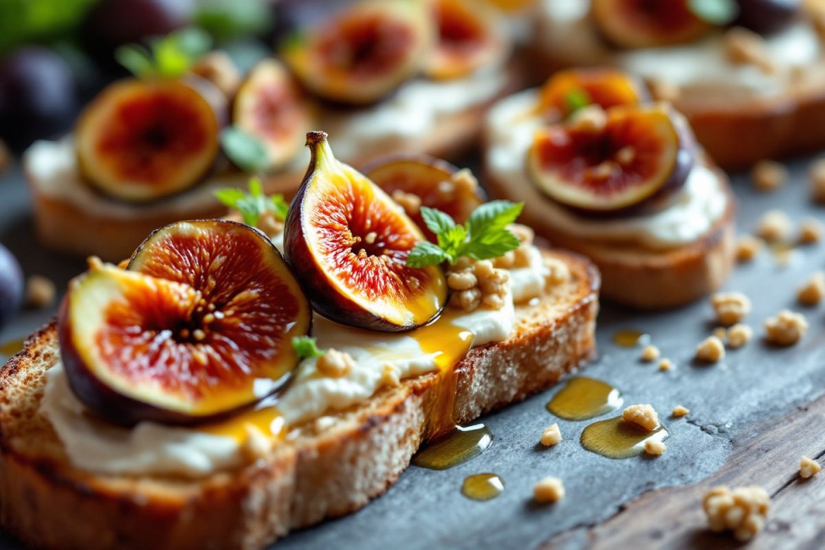 Découvrez la recette incontournable des toasts aux figues rôties et fromage crémeux