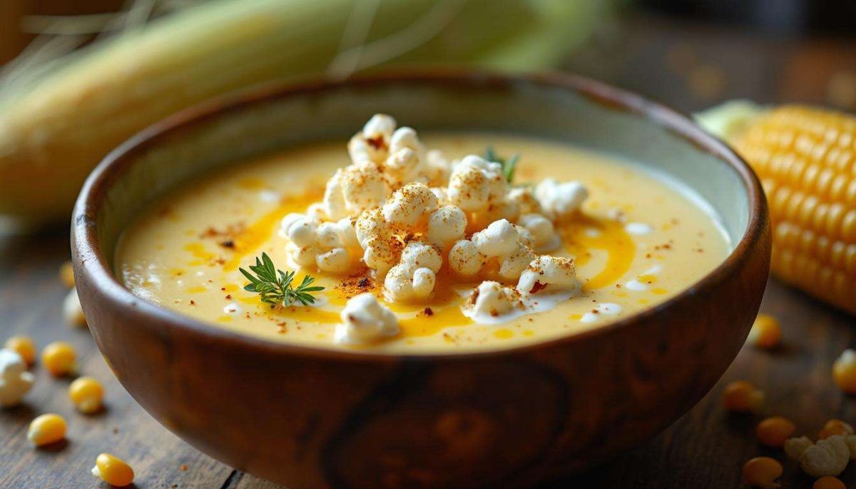 Une touche d'originalité avec le velouté de maïs au pop-corn